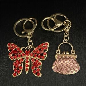 Red Butterfly and Purse Keychain Set
